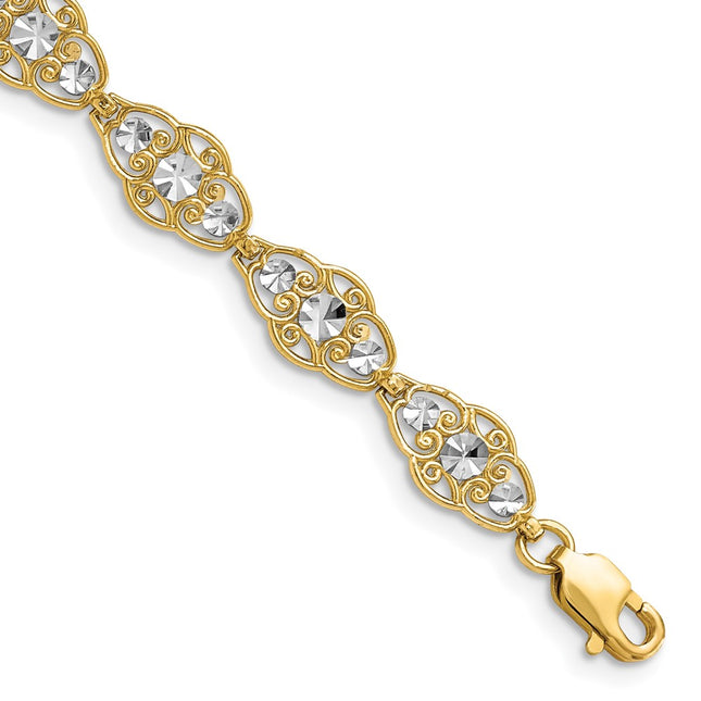 14k Yellow & Rhodium Bracelets Style FB1855 - Classique Jewelry Inc.