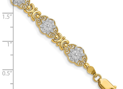 14k Yellow & Rhodium Bracelets Style FB1858 - Classique Jewelry Inc.