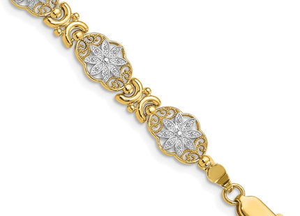 14k Yellow & Rhodium Bracelets Style FB1858 - Classique Jewelry Inc.