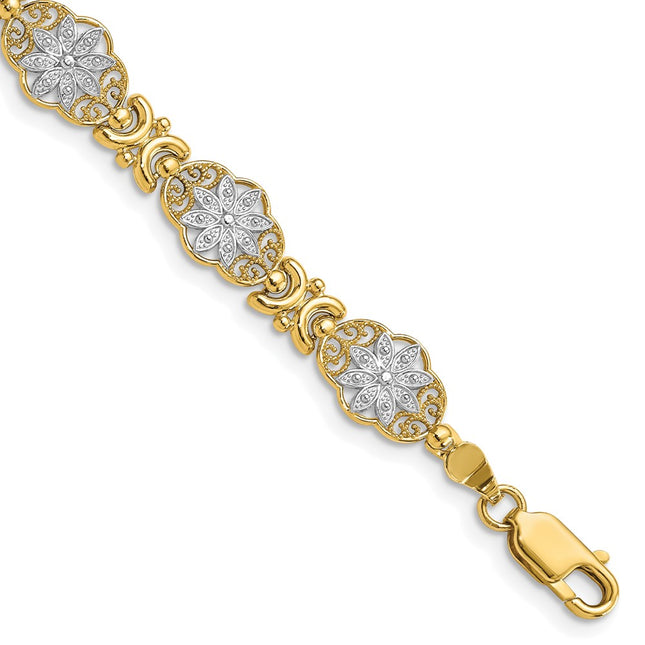 14k Yellow & Rhodium Bracelets Style FB1858 - Classique Jewelry Inc.