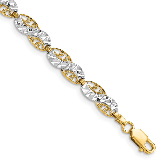 14k Yellow & Rhodium Bracelets Style FB1860 - Classique Jewelry Inc.