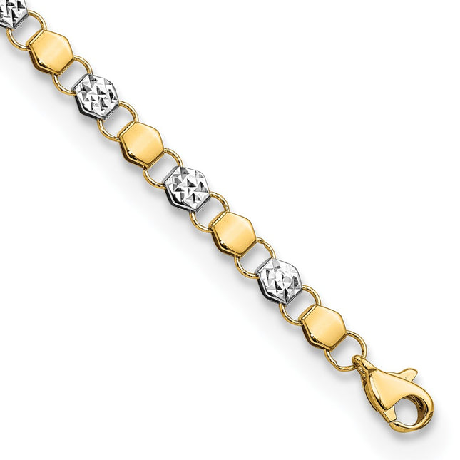 14k Yellow & Rhodium Bracelets Style FB1906 - Classique Jewelry Inc.