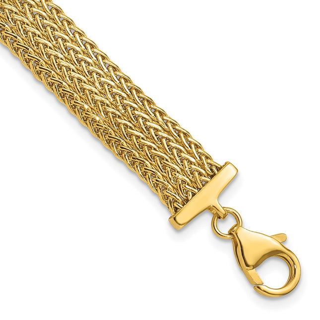 14K Polished Fancy Braided Link 7. Bracelet, 7.5 x 9.2mm