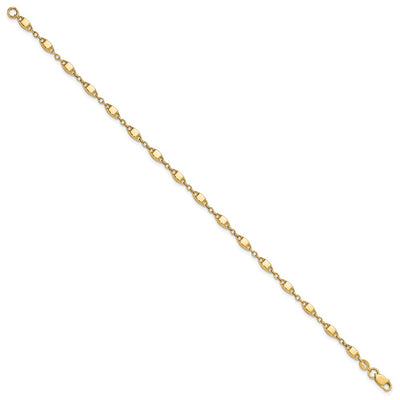 14K Polished Fancy Square Link Bracelet, 7.5 x 3mm