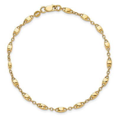 14K Polished Fancy Square Link Bracelet, 7.5 x 3mm