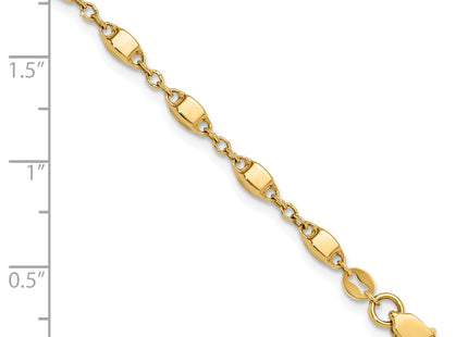 14K Polished Fancy Square Link 7. Bracelet, 7.5 x 3mm