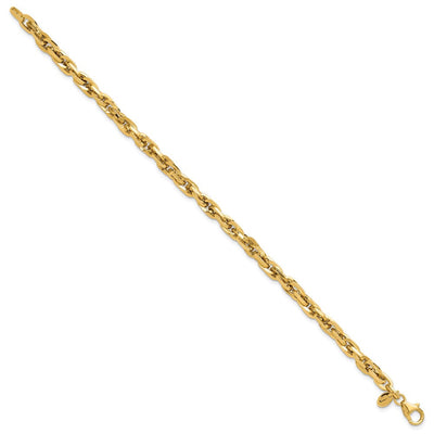 14K Polished Fancy Rope Link Bracelet, 7.5 x 5mm
