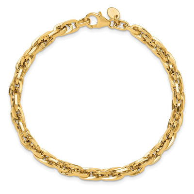 14K Polished Fancy Rope Link Bracelet, 7.5 x 5mm