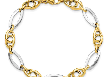 14k Two-Tone Polished Fancy Oval Link 7. Bracelet (Style FB2009-7.75)