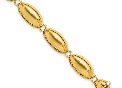 14k Polished Fancy Oval Link 7. Bracelet (Style FB2020-7.5)