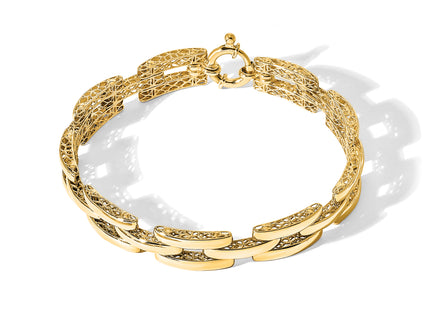 14K Polished Fancy Square Link 7. Bracelet, 7.5 x 8.9mm