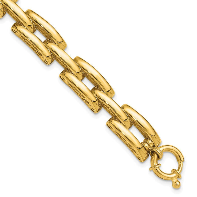 14K Polished Fancy Square Link 7. Bracelet, 7.5 x 8.9mm