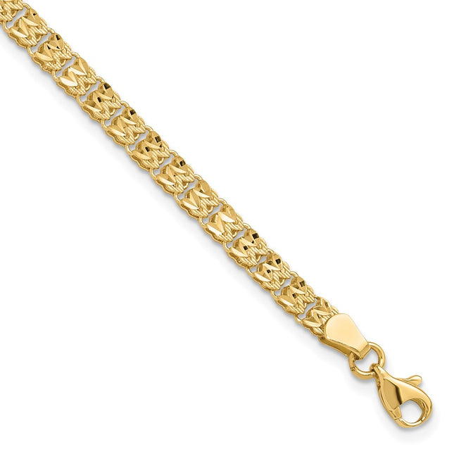14K Polished and Diamond-cut Fancy Link 7. Bracelet, 7.75 x 3.9mm