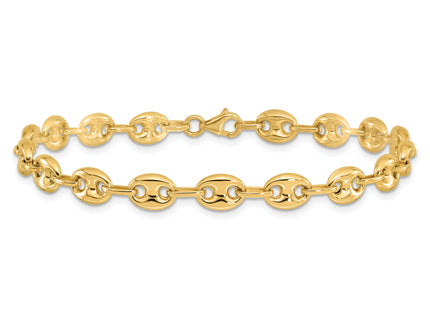 14K Polished Puffed Anchor/Mariner Link 7. Bracelet, 7.75 x 6.3mm