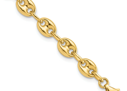 14K Polished Puffed Anchor/Mariner Link 7. Bracelet, 7.75 x 6.3mm
