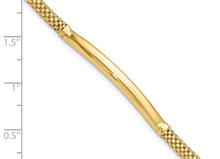 14K Polished Fancy Curved Bar 7. Mesh Bracelet