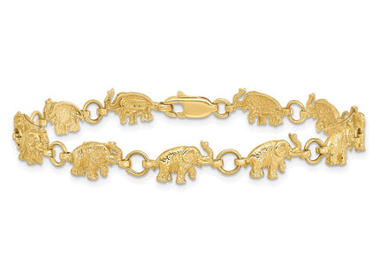 14k Polished and Textured Elephant Bracelet (Style FB397-7)