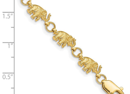 14k Polished and Textured Elephant Bracelet (Style FB397-7)
