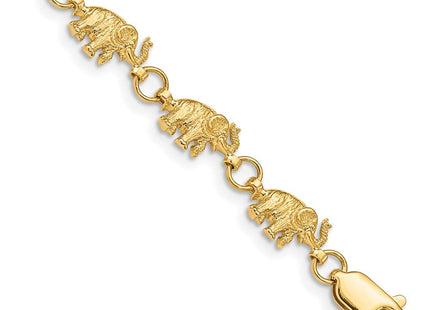 14k Polished and Textured Elephant Bracelet (Style FB397-7)