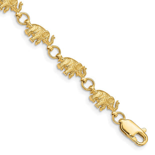14k Polished and Textured Elephant Bracelet (Style FB397-7)