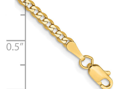 14K Flat Beveled Curb with Lobster Clasp Bracelet (Style FBU070-7)