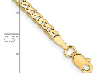 14K Flat Beveled Curb with Lobster Clasp Bracelet (Style FBU080-7)