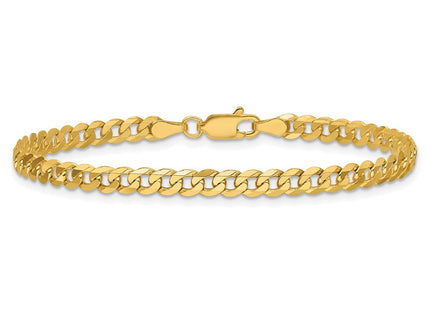 14K Flat Beveled Curb with Lobster Clasp Bracelet (Style FBU100-7)