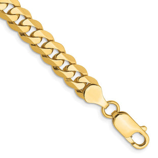 14K Flat Beveled Curb with Lobster Clasp Bracelet (Style FBU180-7)