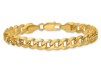 14K Flat Beveled Curb with Lobster Clasp Bracelet (Style FBU220-8)