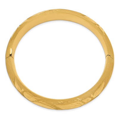 14K 11/16 Oversize Florentine Engraved Hinged Round Bangle Bracelet