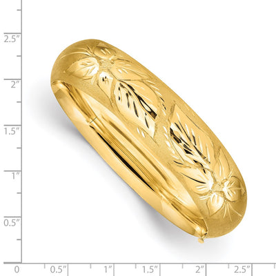 14K 11/16 Oversize Florentine Engraved Hinged Round Bangle Bracelet