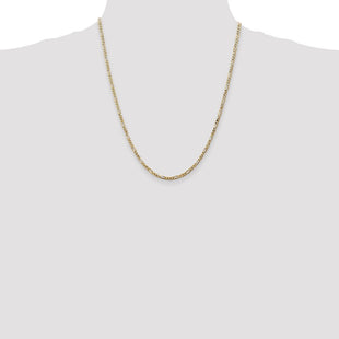 14K Flat Figaro with Lobster Clasp Chain (Style FFL070-22)