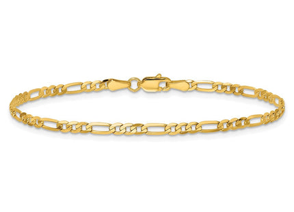 14K gold figaro link bracelet, further view
