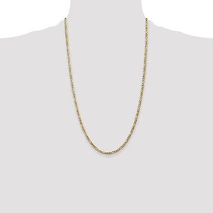 14K Flat Figaro with Lobster Clasp Chain (Style FFL080-26)