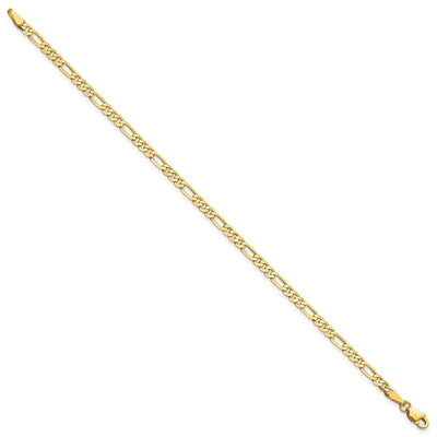 14K Flat Figaro with Lobster Clasp Bracelet, 6 x 3mm