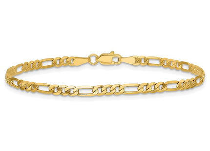 14K gold figaro link bracelet, further view