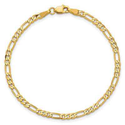 14K Flat Figaro with Lobster Clasp Bracelet, 6 x 3mm