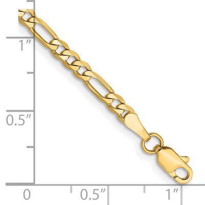 14K Flat Figaro with Lobster Clasp Bracelet, 6 x 3mm