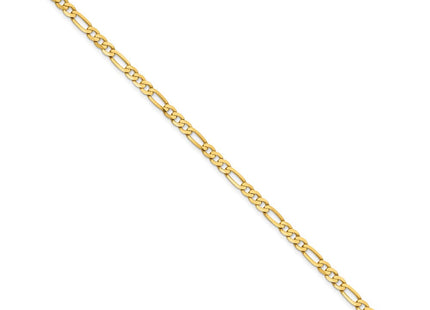 14K Flat Figaro with Lobster Clasp Bracelet (Style FFL100-7)
