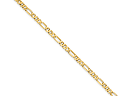 14K Flat Figaro with Lobster Clasp Bracelet, 7 x 4.75mm