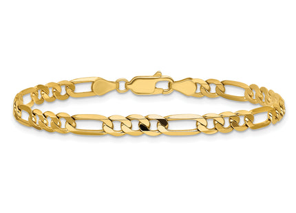 14K Flat Figaro with Lobster Clasp Bracelet, 7 x 4.75mm