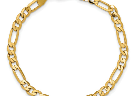 14K Flat Figaro with Lobster Clasp Bracelet, 7 x 4.75mm