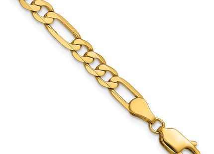 14K Flat Figaro with Lobster Clasp Bracelet, 7 x 4.75mm