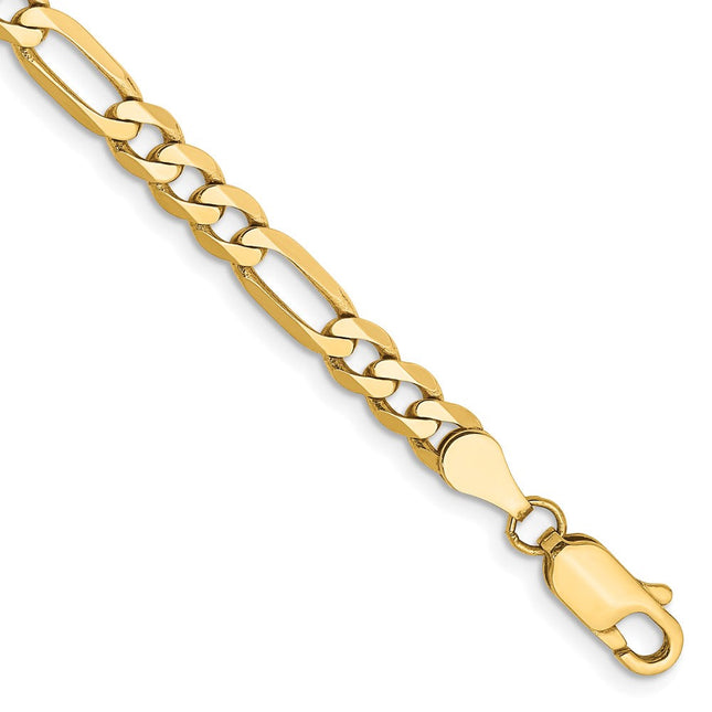 14K Flat Figaro with Lobster Clasp Bracelet, 7 x 4.75mm