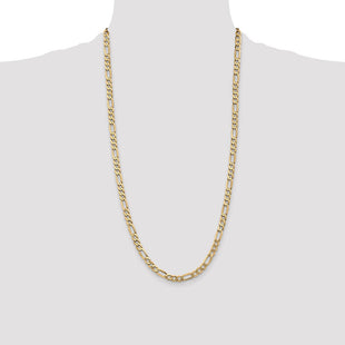14K Flat Figaro with Lobster Clasp Chain (Style FFL140-28)