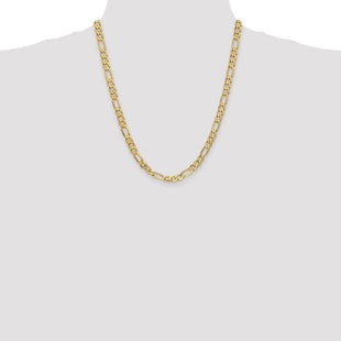 14K Flat Figaro with Lobster Clasp Chain (Style FFL160-22)