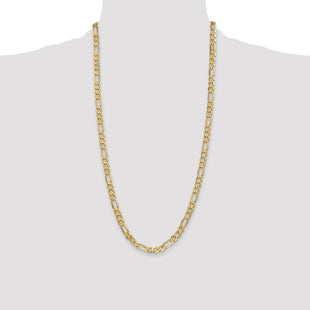 14K Flat Figaro with Lobster Clasp Chain (Style FFL160-28)