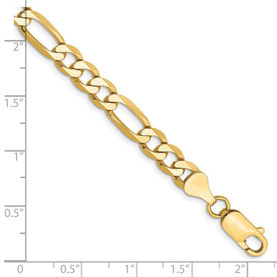 14K Flat Figaro with Lobster Clasp Bracelet, 7 x 6.25mm