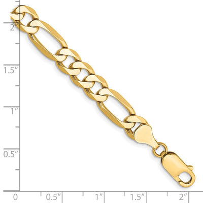 14K Flat Figaro with Lobster Clasp Bracelet, 7 x 7mm