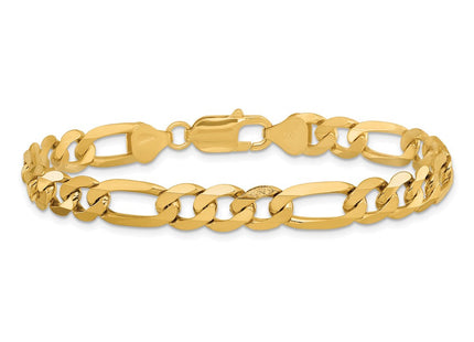 14K Flat Figaro with Lobster Clasp Bracelet (Style FFL200-8)